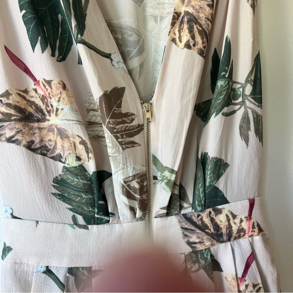 Wildfire Tropical Leaf Print Maxi Dress XS Beige Green Sleeveless Vacation - Picture 10 of 11